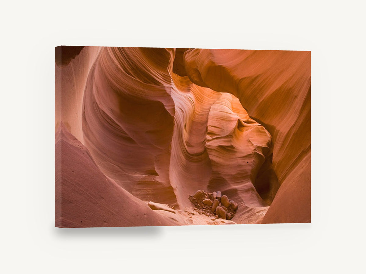 Glowing Canyon Curves, sandstone slot canyon photograph, landscape canvas wall art print ready to hang