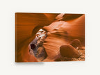 Glowing Canyon Passage, orange slot canyon sandstone photograph, landscape canvas wall art print ready to hang