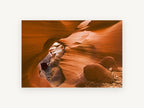 Glowing Canyon Passage, orange slot canyon sandstone photograph, landscape canvas wall art print, front view