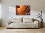Glowing Sandstone Curves landscape canvas print on the wall of a living room