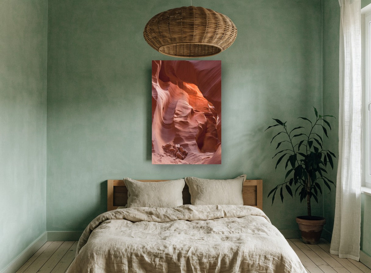 Glowing Canyon Curves landscape canvas print on the wall of a bedroom