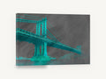 Teal Manhattan Bridge, manhattan bridge teal digital artwork, city canvas wall art print ready to hang