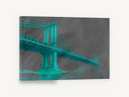 Teal Manhattan Bridge, manhattan bridge teal digital artwork, city canvas wall art print ready to hang