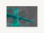 Teal Manhattan Bridge, manhattan bridge teal digital artwork, city canvas wall art print, front view