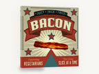 Crispy Bacon Banner, retro bacon advertising poster, stretched canvas wall art print ready to hang