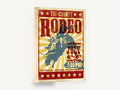 Tri-County Rodeo Night, retro rodeo bull riding poster, stretched canvas wall art print ready to hang