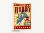 Tri-County Rodeo Night, retro rodeo bull riding poster, stretched canvas wall art print ready to hang
