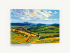 Sunlit Rolling Pastures, rolling green hills landscape painting, landscape canvas wall art print ready to hang