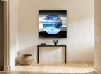 Starlit Mountain Circle landscape canvas print on the wall of a hallway
