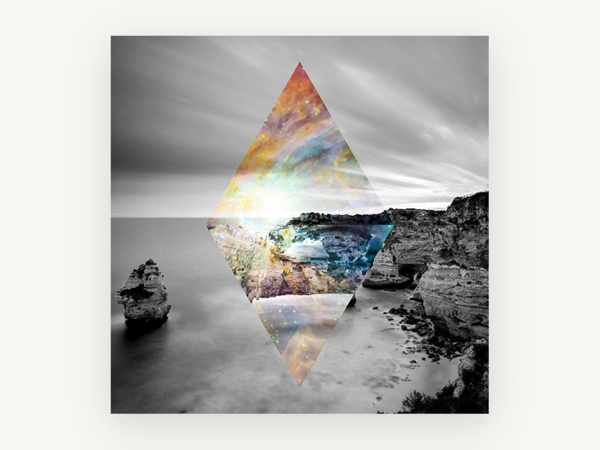 Cosmic Diamond Cove, coastal canvas wall art print, front view