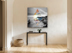 Cosmic Diamond Cove coastal canvas print on the wall of a hallway