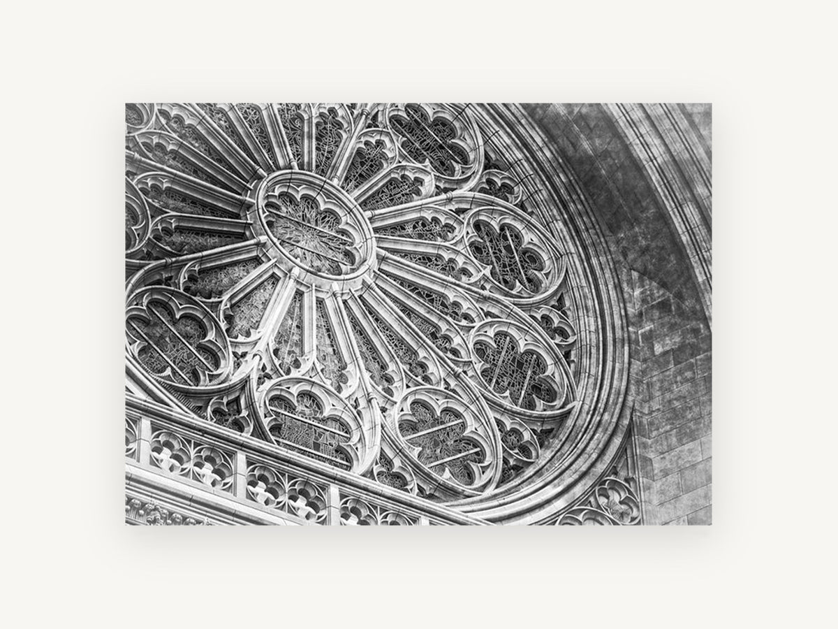 Gothic Rose Window, vintage canvas wall art print, front view