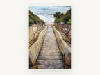 Stairway to the Shore, coastal canvas wall art print, front view