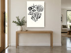 Shell Collection Sketch coastal canvas print on the wall of a entry hall