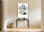 Shell Collection Study coastal canvas print on the wall of a hallway