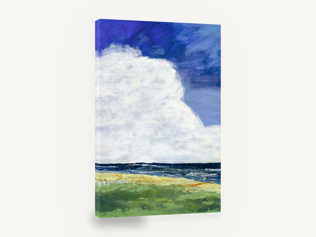 Cumulus Over Dunes, big white cloud coastal landscape, coastal canvas wall art print ready to hang