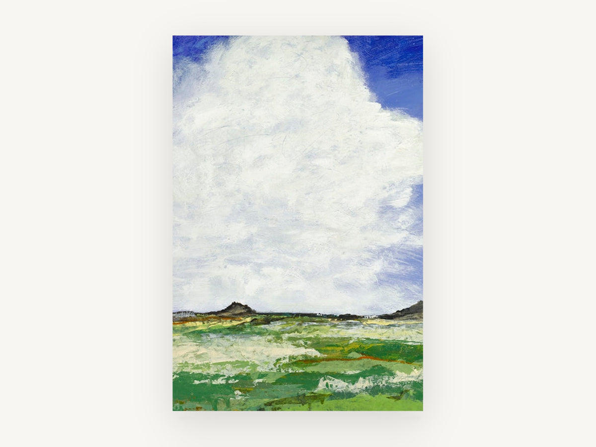 Towering Cloud Meadow, big sky cloud meadow landscape, landscape canvas wall art print, front view