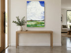 Towering Cloud Meadow landscape canvas print on the wall of a entry hall