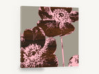 Walnut Anemone Duo, pink anemone wood grain floral, floral canvas wall art print ready to hang