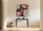 Walnut Anemone Duo floral canvas print on the wall of a hallway