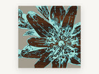 Aqua Fringed Starburst, floral canvas wall art print, front view