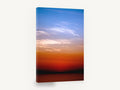 Lone Bird Dusk, red orange sunset sky photograph, coastal canvas wall art print ready to hang