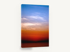 Lone Bird Dusk, red orange sunset sky photograph, coastal canvas wall art print ready to hang