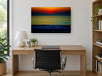 Ember Horizon Tide coastal canvas print on the wall of a study