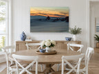Dusk Rocks Silk Tide coastal canvas print on the wall of a Hamptons dining room