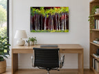 Birches Against Crimson landscape canvas print on the wall of a study