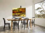 Golden Grove Clearing landscape canvas print on the wall of a dining room