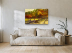 Golden Grove Clearing landscape canvas print on the wall of a living room