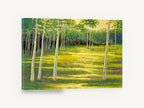 Birch Glade Light, sunlit birch grove landscape painting, landscape canvas wall art print ready to hang