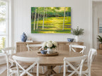 Birch Glade Light landscape canvas print on the wall of a Hamptons dining room