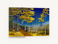 Aspens Against Cobalt, golden aspen grove autumn painting, landscape canvas wall art print ready to hang