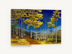 Aspens Against Cobalt, golden aspen grove autumn painting, landscape canvas wall art print ready to hang