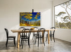 Aspens Against Cobalt landscape canvas print on the wall of a dining room
