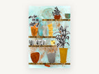 Potting Shed Shelves, floral canvas wall art print, front view