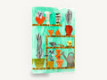 Potting Shed Shelves, potting shed shelves collage botanical, floral canvas wall art print ready to hang