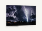 Storm Over Treeline, night thunderstorm lightning photograph, landscape canvas wall art print ready to hang