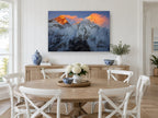 Alpenglow Summit Ridge landscape canvas print on the wall of a Hamptons dining room
