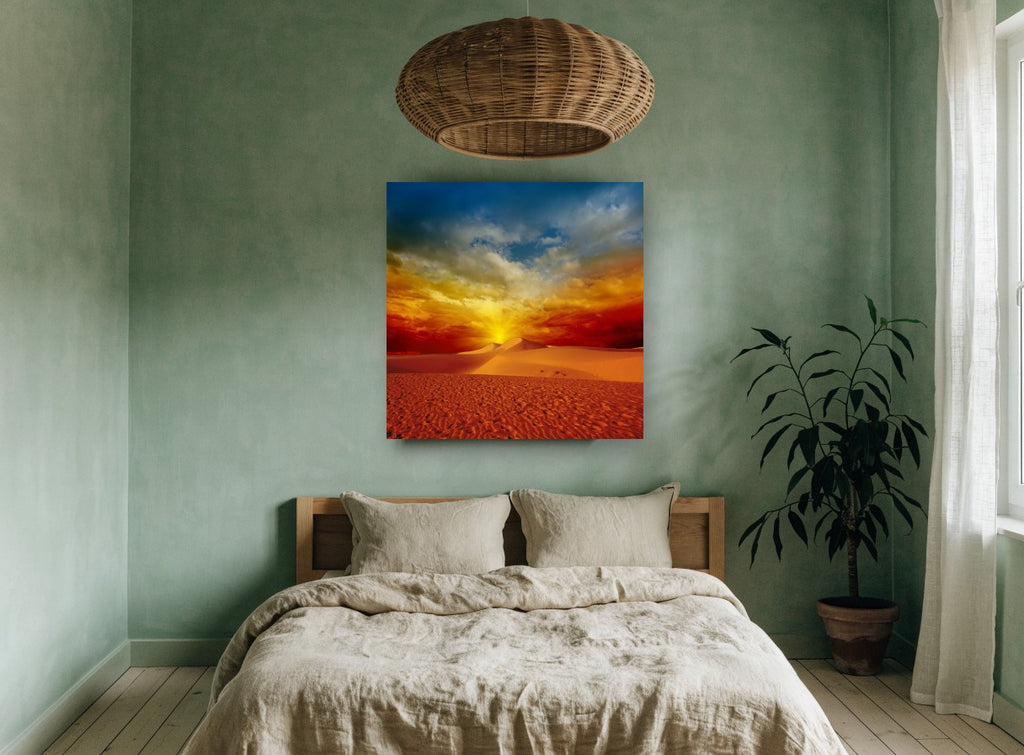 Ember Dunes Horizon landscape canvas print on the wall of a bedroom