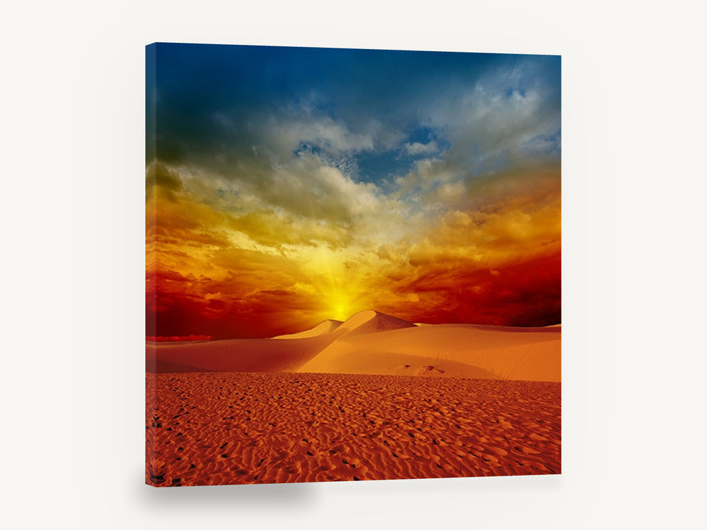 Ember Dunes Horizon, desert sunset sand dunes photograph, landscape canvas wall art print ready to hang