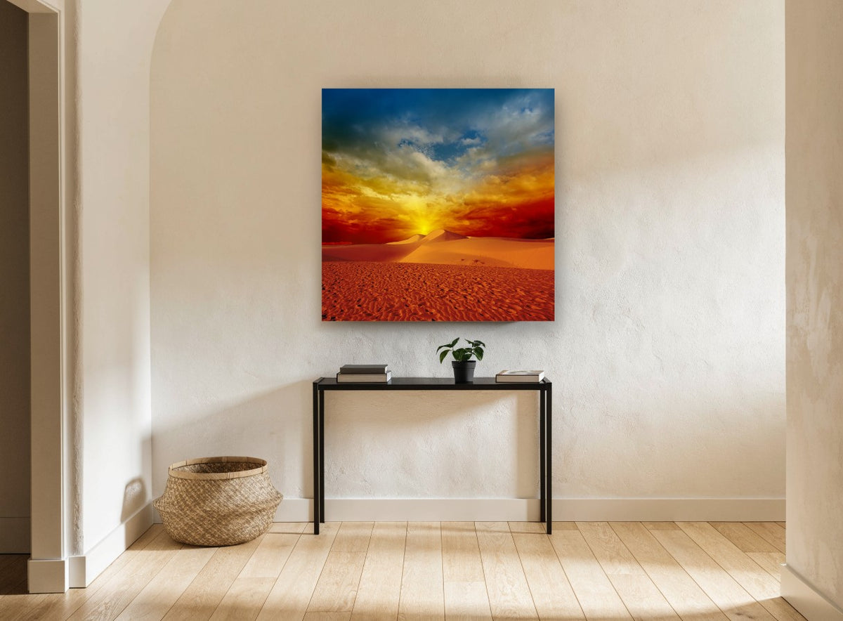 Ember Dunes Horizon landscape canvas print on the wall of a hallway