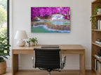 Magenta Canopy Falls landscape canvas print on the wall of a study