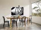 Through the Clock Face city canvas print on the wall of a dining room