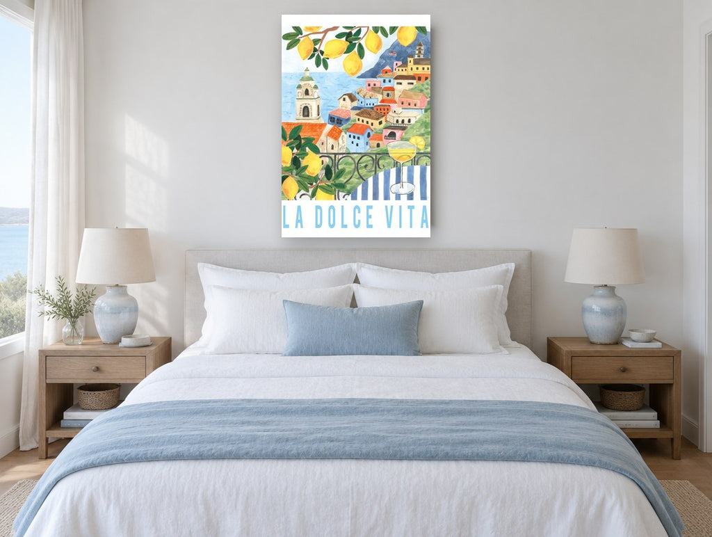 Lemon Terrace Sweet Life coastal canvas print on the wall of a coastal bedroom