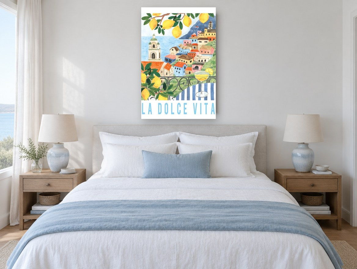 Lemon Terrace Sweet Life coastal canvas print on the wall of a coastal bedroom
