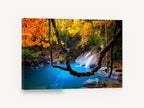 Turquoise Pool Vine, jungle waterfall turquoise pool photograph, landscape canvas wall art print ready to hang