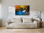 Turquoise Pool Vine landscape canvas print on the wall of a living room